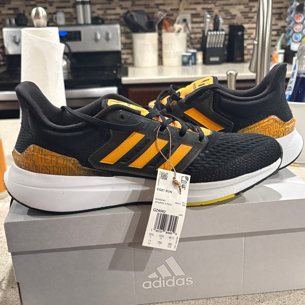 Adidas Men's Black and Orange Athletic Shoes